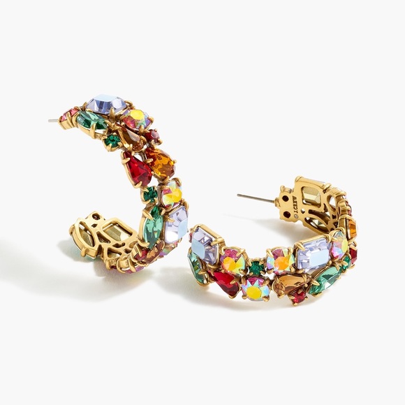 J. Crew Jewelry - HP⭐️JCREW Crystal Cluster Hoop Earrings NWT Multi